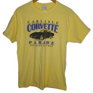Calisle PA Corvette Parade 8/23/03 Mens L T Shirt Yellow FOTL Sports Car
